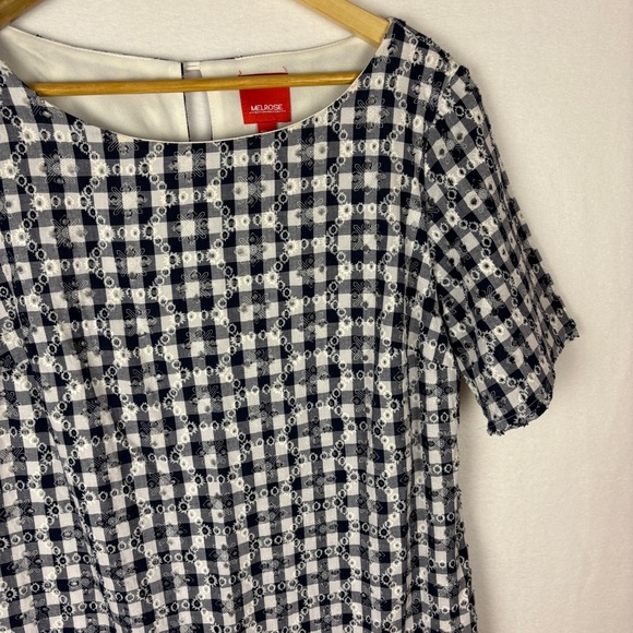 Melrose Y2K Navy White Gingham Plaid Mini Dress Cottagecore - Picture 3 of 7
